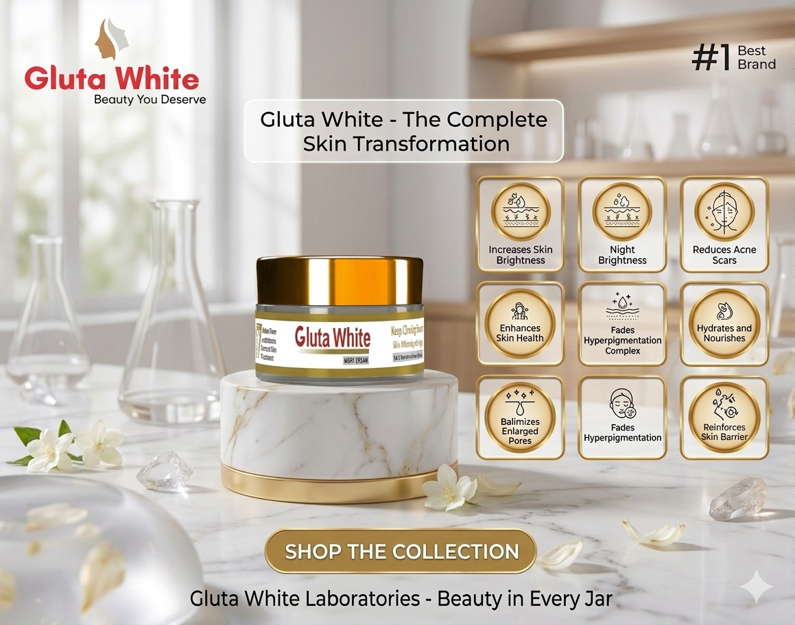 Gluta White Night Cream – Skin Whitening & Anti-Aging Formula with Phyto-Vitamin Complex – 100% Natural Glowing Skin Solution