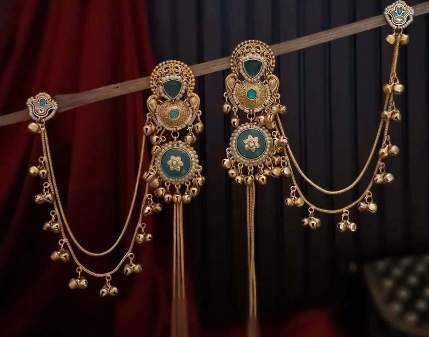 Premium Kashmiri Matte Polish Ghungroo Earrings