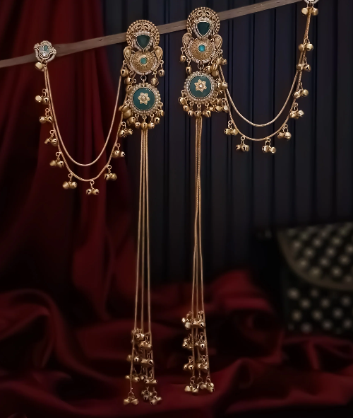 Premium Kashmiri Matte Polish Ghungroo Earrings