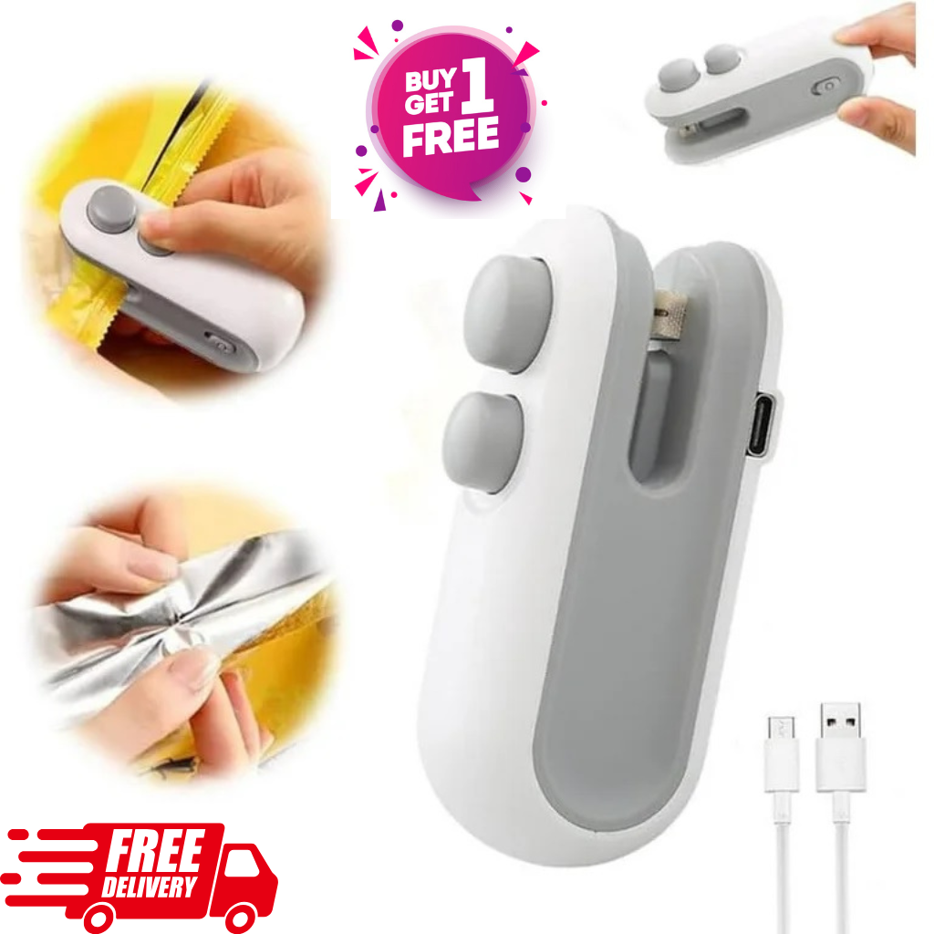 (BUY 1 GET 1 FREE) 2-in-1 Rechargeable Mini Bag Sealer & Cutter | Portable Magnetic Heat Sealer for Food Storage & Snack Freshness | USB-C Fast Charging