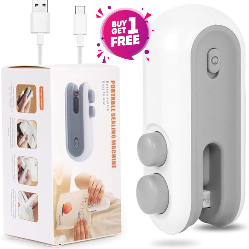 (BUY 1 GET 1 FREE) 2-in-1 Rechargeable Mini Bag Sealer & Cutter | Portable Magnetic Heat Sealer for Food Storage & Snack Freshness | USB-C Fast Charging