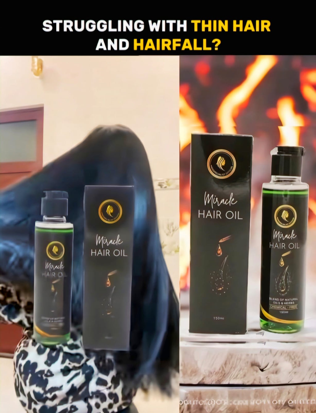 Miracle Hair Oil | 100% Organic & Chemical-Free Hair Growth Oil